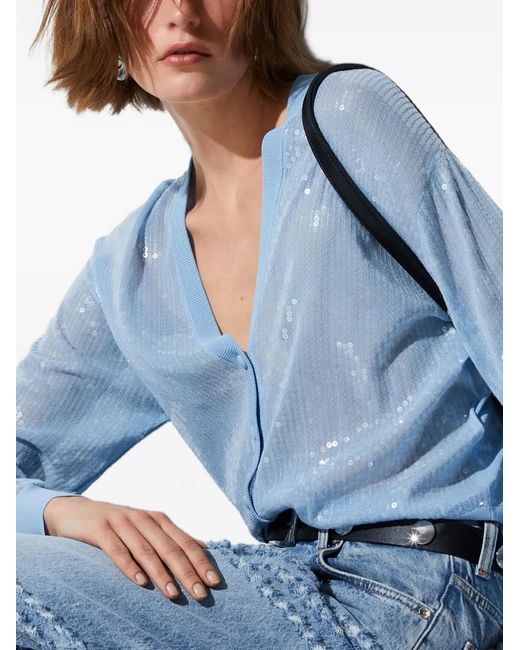 Liu Jo Blue V-Neck Long-Sleeve Cardigan