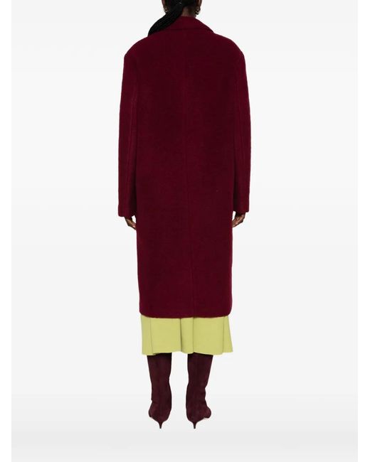 AMISH Red Single-Breasted Logo-Patch Coat