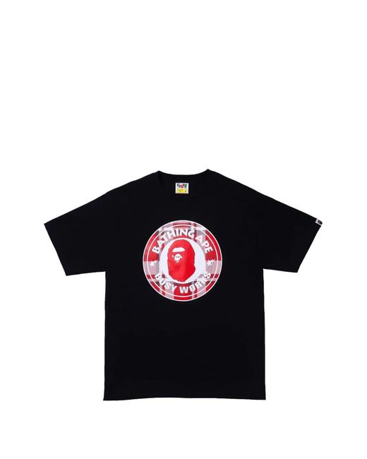 A Bathing Ape Black Check Gift Busy Works T-Shirt for men