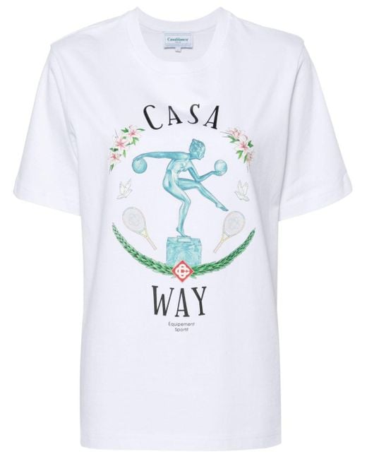 Casablancabrand White Statue En Marbre-print Cotton T-shirt