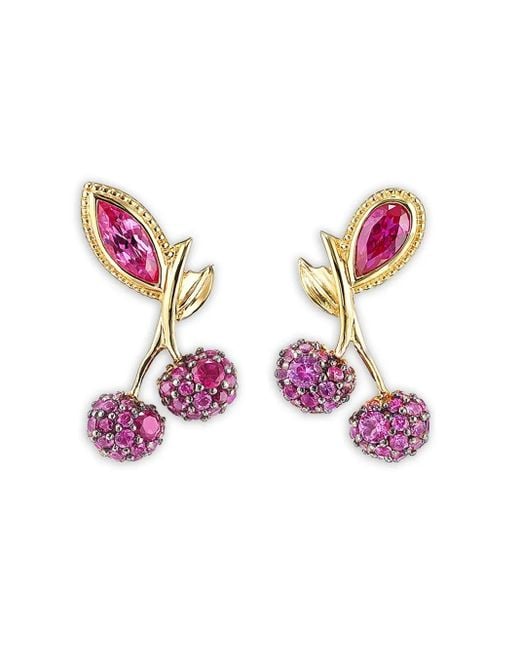 Anabela Chan Pink 18K Vermeil Cherry Sapphire And Ruby Earrings
