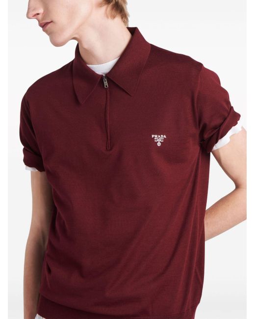 Prada Poloshirt Met Logo-jacquard in het Red voor heren