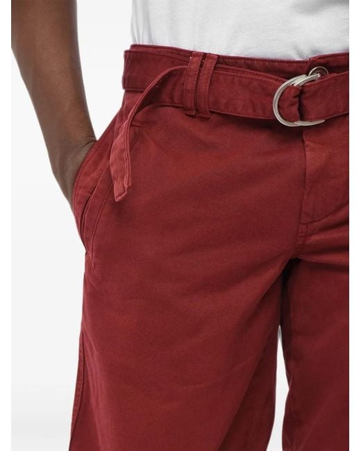 Off-White c/o Virgil Abloh Red Belted Logo-Print Trousers for men