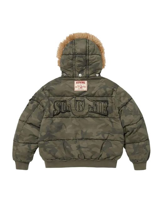 Supreme Green Camouflage-Pattern Padded Jacket for men