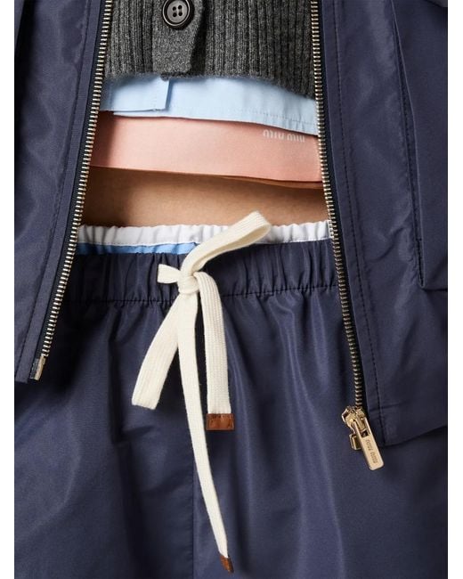 Miu Miu Blue Bermuda En Tissu Technique