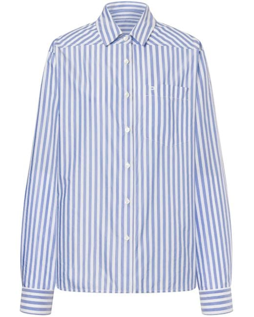Philosophy Di Lorenzo Serafini Blue Stripe-Pattern Shirt