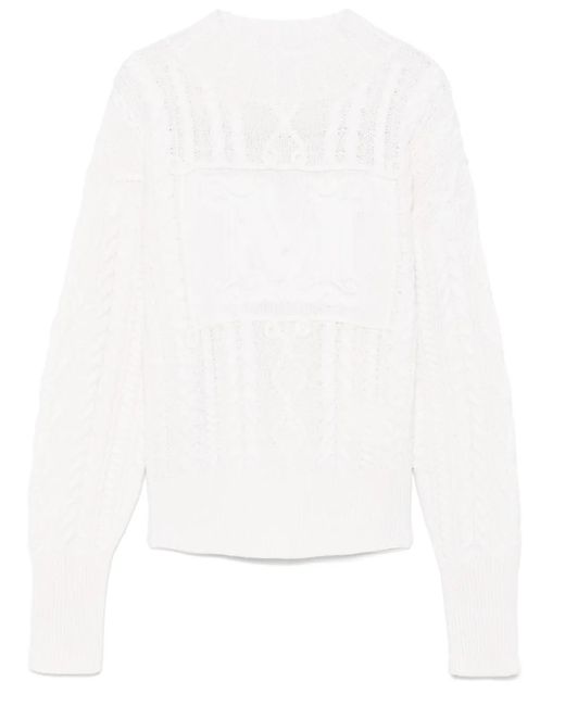 Max Mara White Wool And Cashmere Crewneck Jumper Sweater