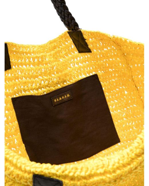 P.A.R.O.S.H. Yellow Raffia Tote Bag