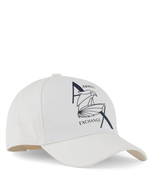 Armani Exchange Logo-print Cotton Baseball Cap in White for Men | Lyst UK