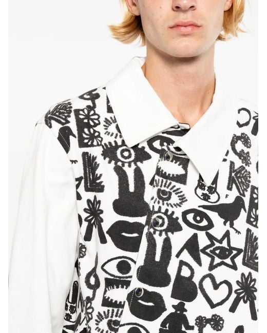 COMME DES GARÇON BLACK White Side-Button Printed Jacket for men