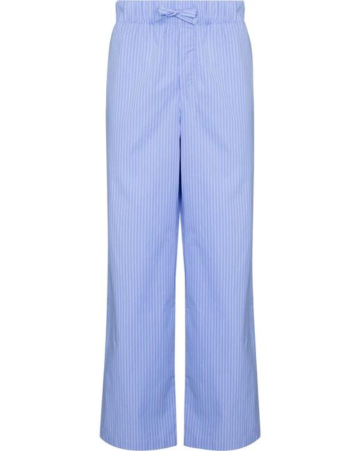 Tekla Blue Striped Drawstring Pajama Bottoms