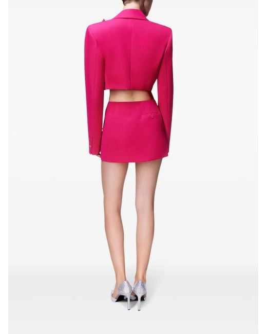 Area Wollen Mini-Rok Met Bloemapplicatie in het Pink