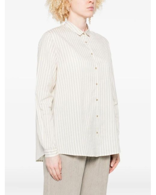 Apuntob White Stripe-Pattern Shirt