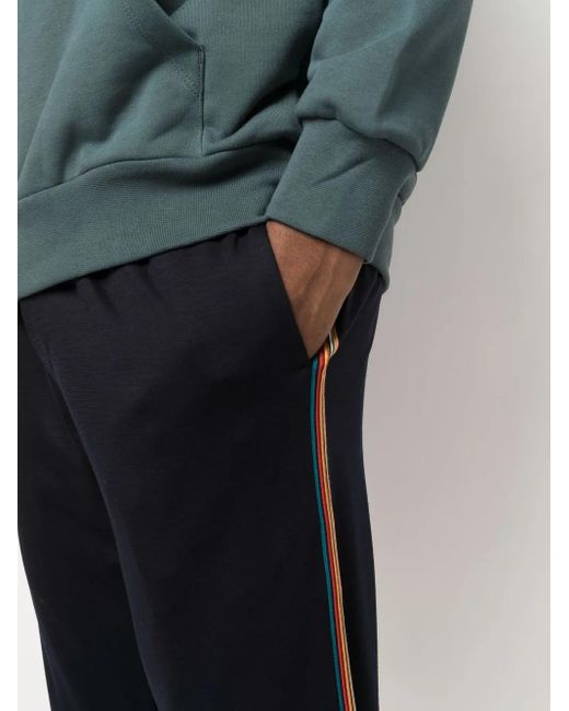 Paul Smith Blue Side-Stripe Tapered Track Pants for men