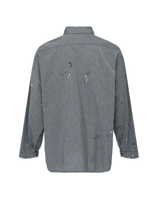 Visvim Gray Paint-Splatter Chambray Shirt for men