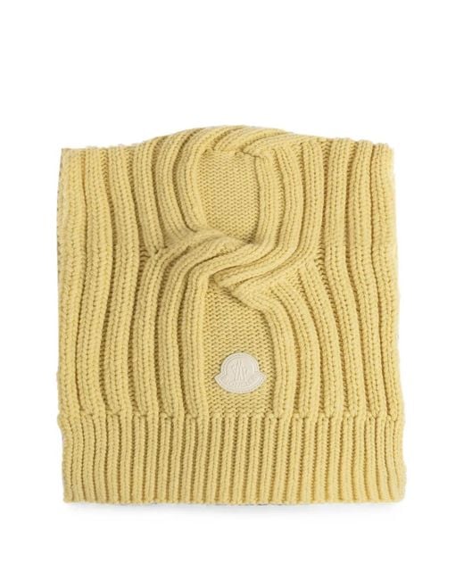 Moncler Metallic Cable-Knit Logo-Patch Scarf