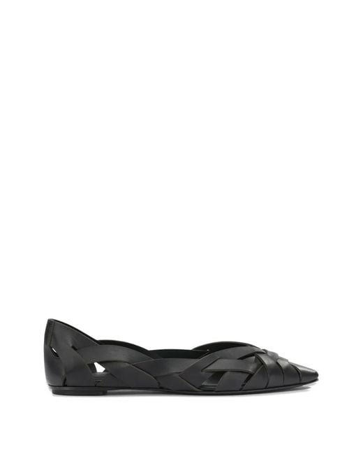 Roberto Del Carlo Black Ballerines Lisi Tressées À Bout Pointu