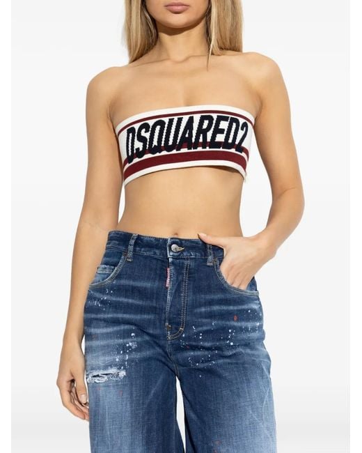 DSquared² White Striped Knitted Top