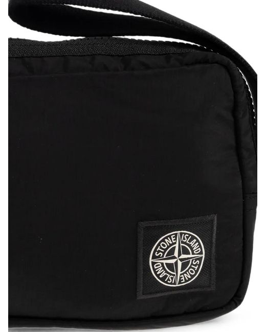 Stone Island Black Sac Cabas À Patch Logo Et Dragonne for men