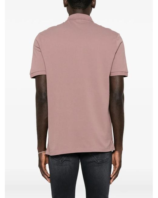 Boss Pink Logo-Print Cotton Polo Shirt for men