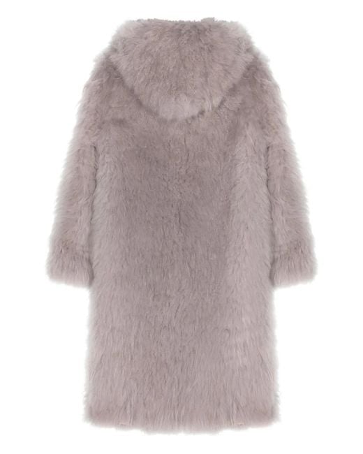 Liska Gray Single-Breasted Shearling Coat