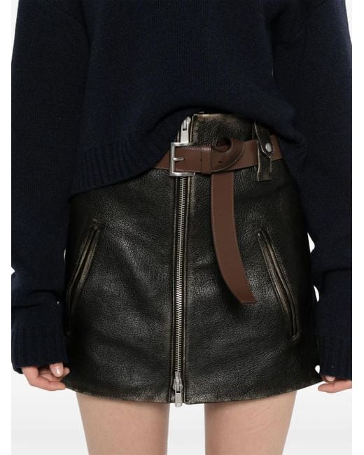 Prada Black Leather Mini Skirt