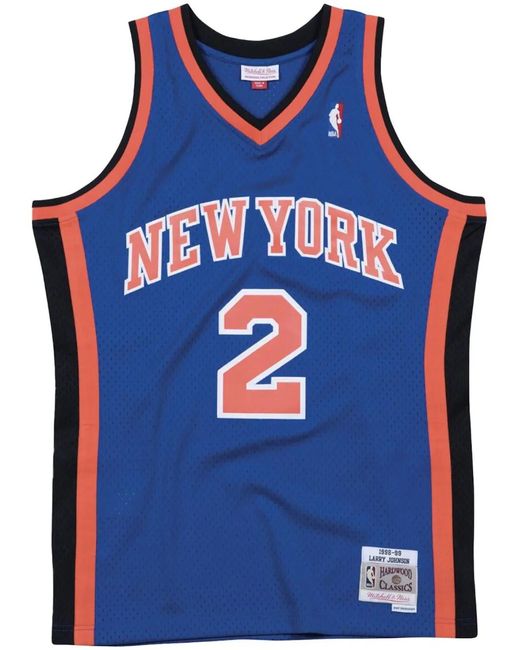 Mitchell & Ness Blue "New York Knicks Road 1998-99 Larry Johnson" Swingman Jersey for men