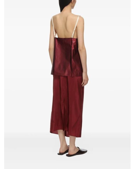 Carven Red Pressed Silk Vest Top