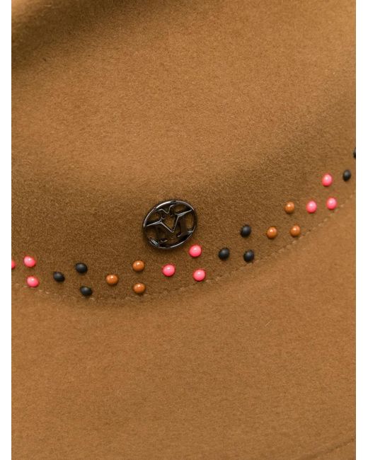 Maison Michel Brown Beaded Felt Hat