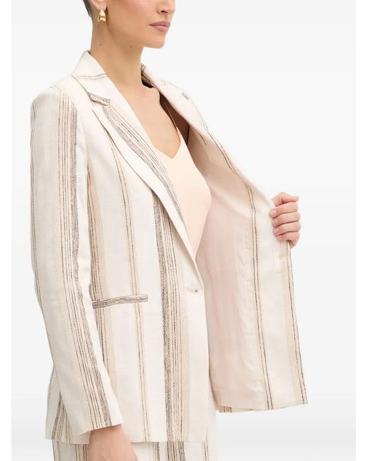 Fracomina Natural Striped Button Blazer