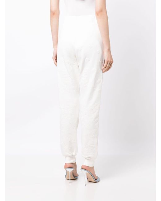 Elie Saab White Embroidered-design Cotton Blend Track Pants