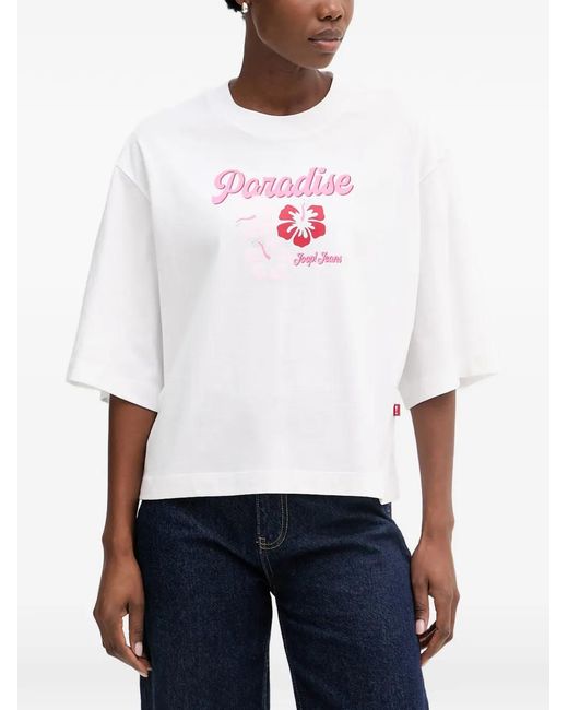 Joop! White Graphic-Print Boxy-Fit T-Shirt