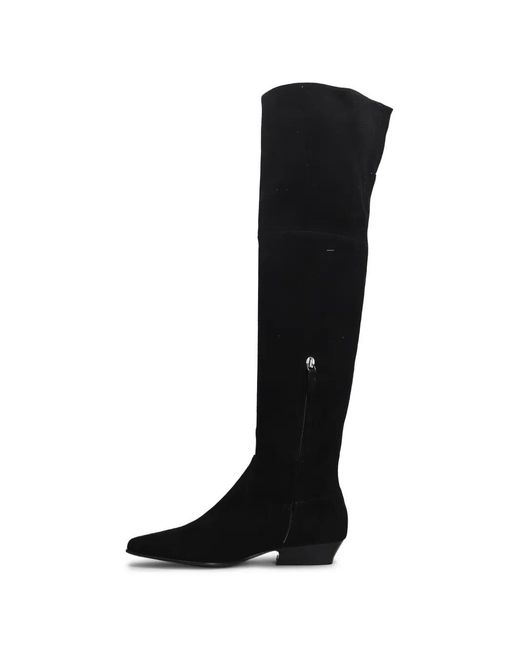 Julie Dee Black Pointed-Toe Suede Boots