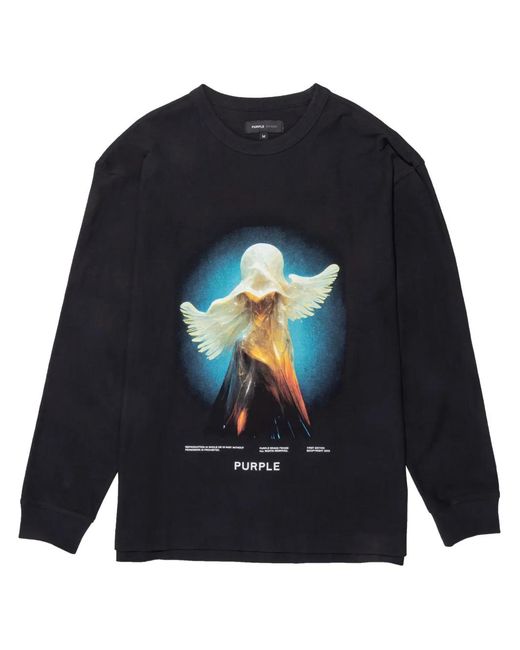 Purple Brand Blue Graphic-Print Long-Sleeve T-Shirt for men