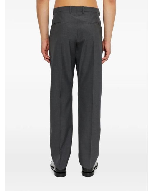 Jil Sander Gray Pleat-Front Wool Trousers for men