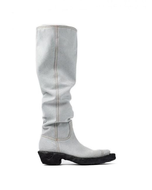 CAMPERLAB White Venga Denim Knee-High Boots