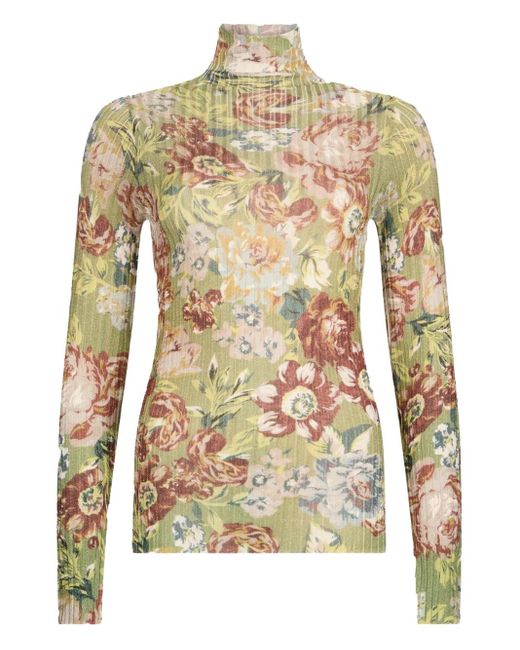 Liu Jo Green Gerippter Pullover mit Blumen-Print