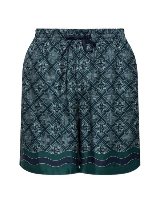 Casablanca Blue Radiating Monogram Silk Deck Shorts for men