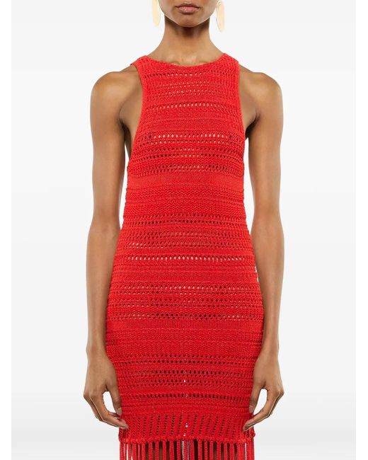 Laneus Red Knitted Maxi Dress