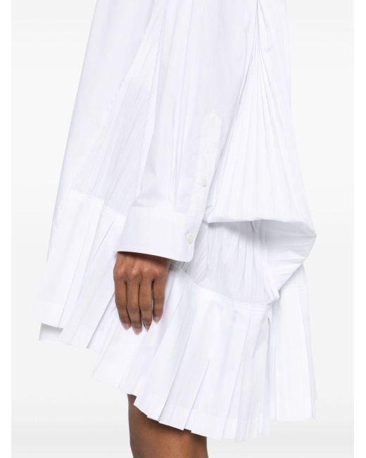 Chemise en popeline à design plissé Junya Watanabe en coloris White