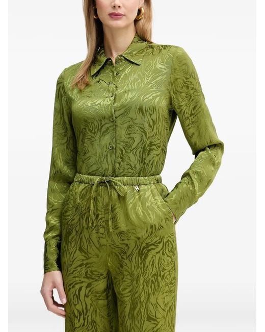 Silvian Heach Green Button-Fastening Patterned Shirt