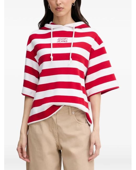 Joop! Red Timira Striped Drawstring Hoodie