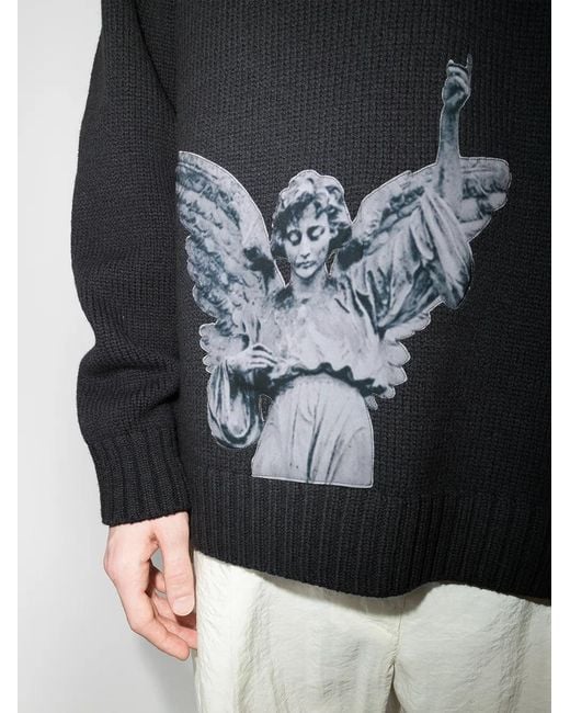 Undercover Gray Sculpture-Print Intarsia Jumper for men