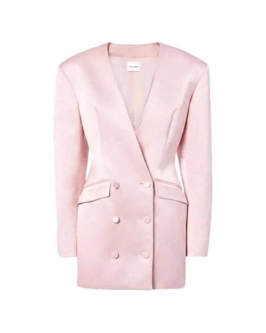 ANDAMANE Pink Alexis Double-Breasted Satin Mini Dress