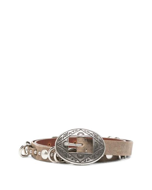 Golden Goose Deluxe Brand White Stud-Embellished Ring-Detail Belt