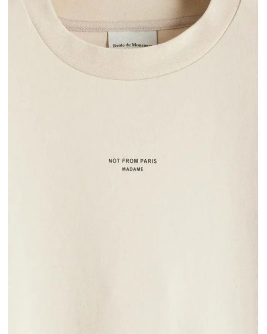 Drole de Monsieur White Logo-Print T-Shirt for men