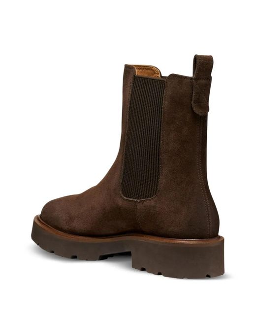 Geox Brown Elasticated-Panel Chelsea Boots