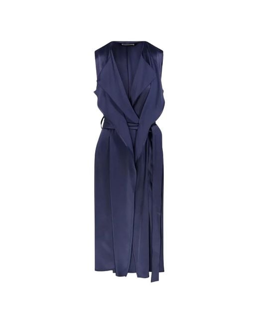 Victoria Beckham Blue Sybil Belted V-Neck Midi Dress