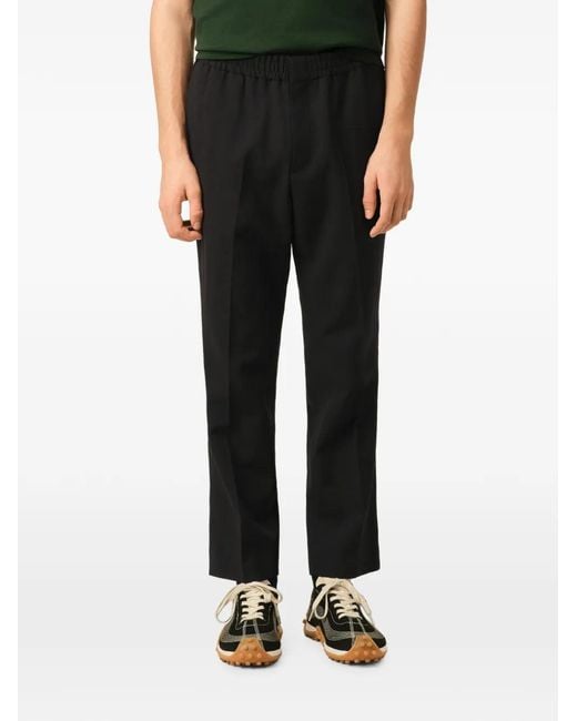 AMI Black Elasticated-Waist Wool Trousers for men