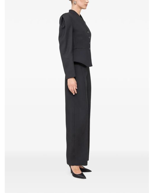 Nissa Black Tailored Wool V-Neck Jacket